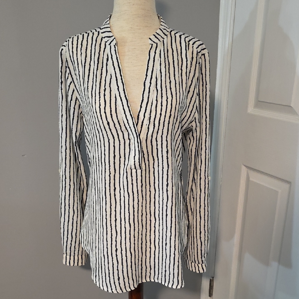 Striped Navy and Cream Women's Blouse